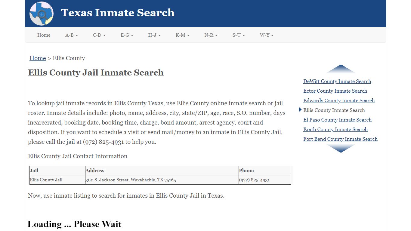 Ellis County Jail Inmate Search